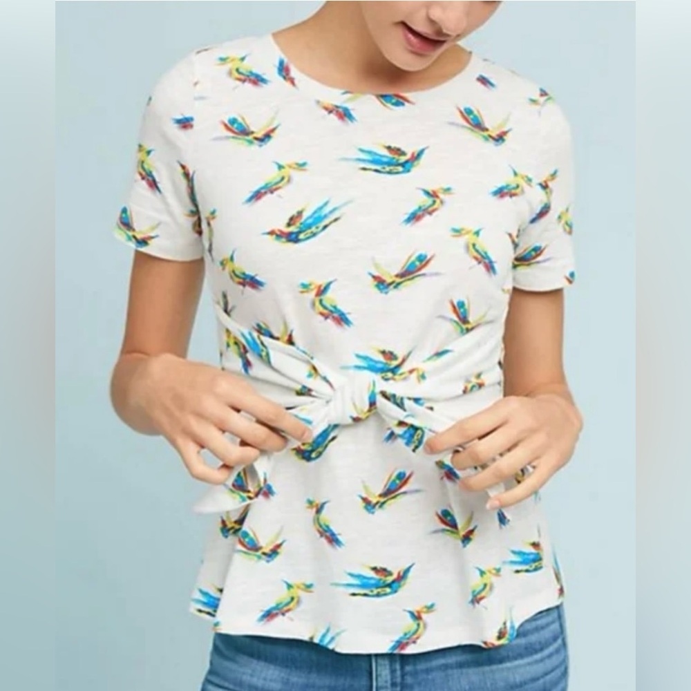Meadow Rue for Anthropologie XS Cotton Bird Top